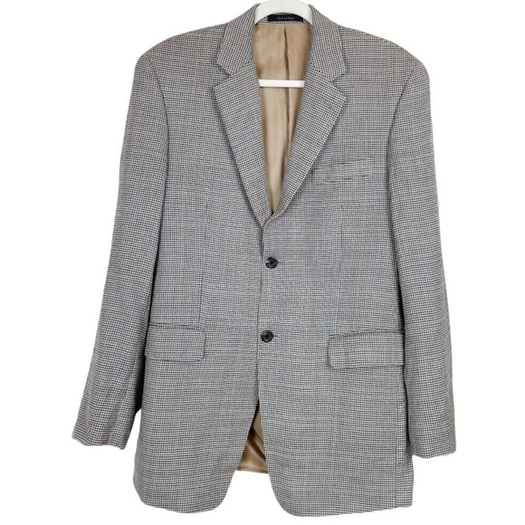 Vintage Boyfriend Blazer Academia Padded Shoulder Houndstooth Wool - Picture 4 of 14